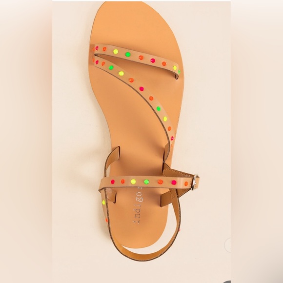 (53)New Francesca’s Indigo Rd Pobart Embellished Summer Sandals - Picture 2 of 7